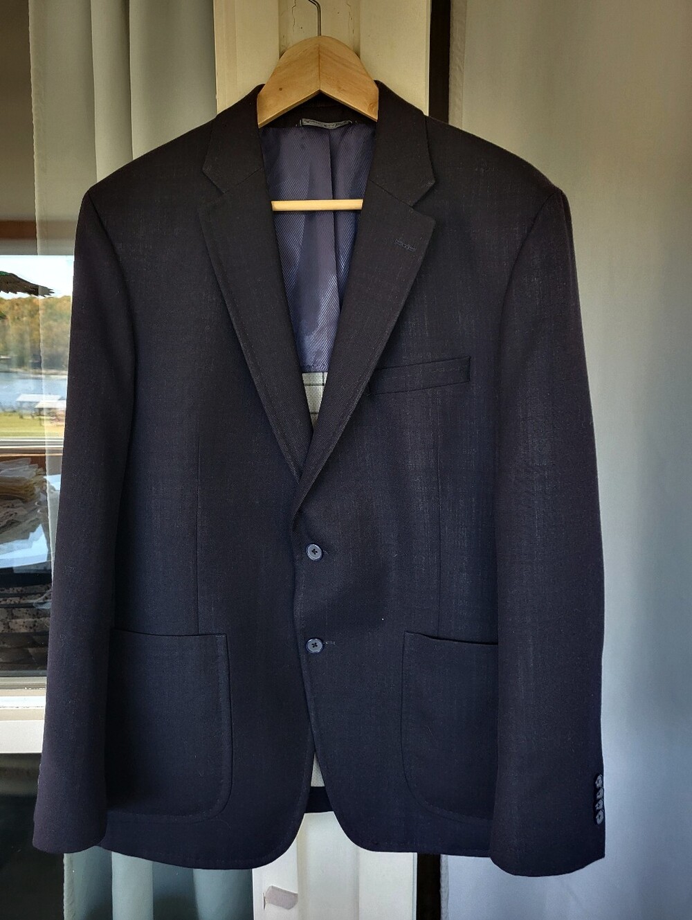 Angelico Navy Blue Two-Button Blazer Sz 44R - PRESTIGE S.Cohen Of Montreal